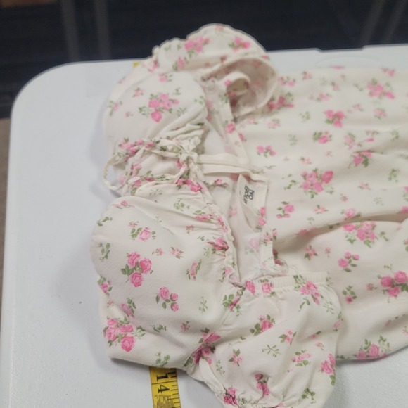 Babydoll Milkmaid Dress Size XS Coquette Dainty Floral Cottagecore Side Slit - Picture 8 of 12